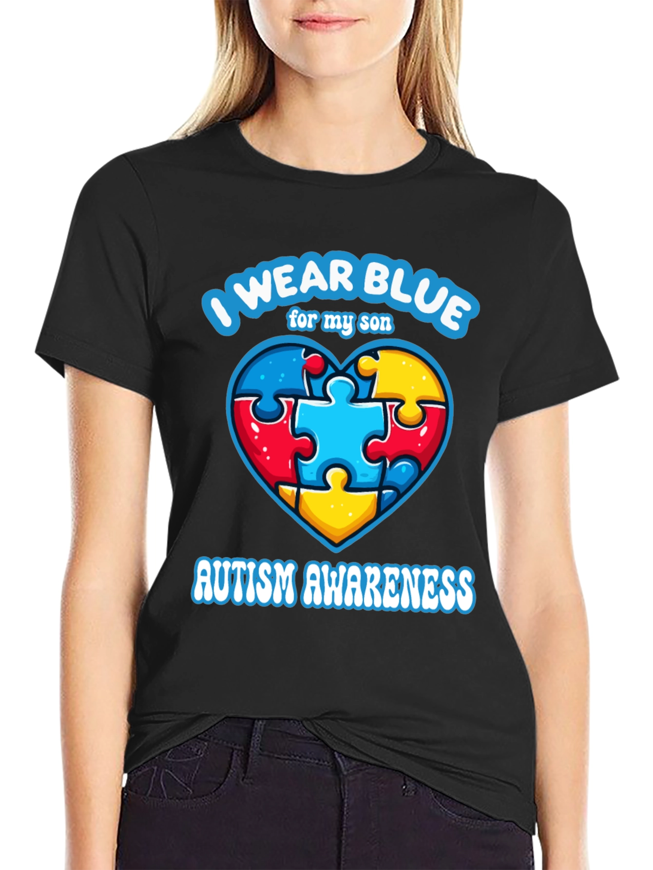 I Wear Blue For My Son Autism Awareness T-Shirt