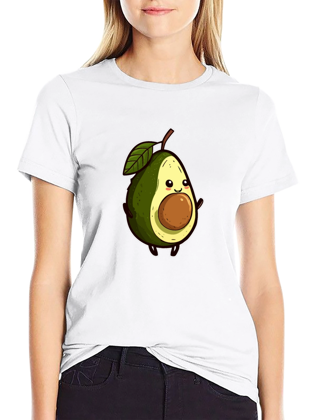 Cute Avocado Graphic Tee - Black