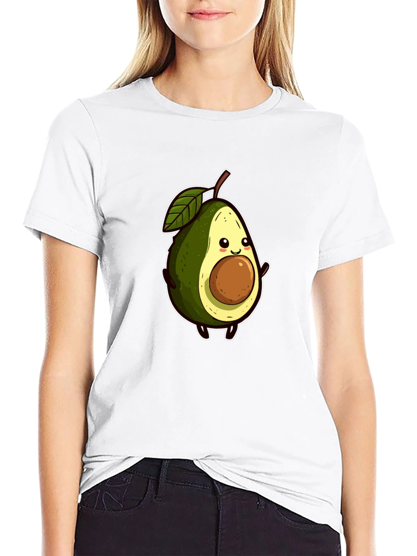 Cute Avocado Graphic Tee - Black