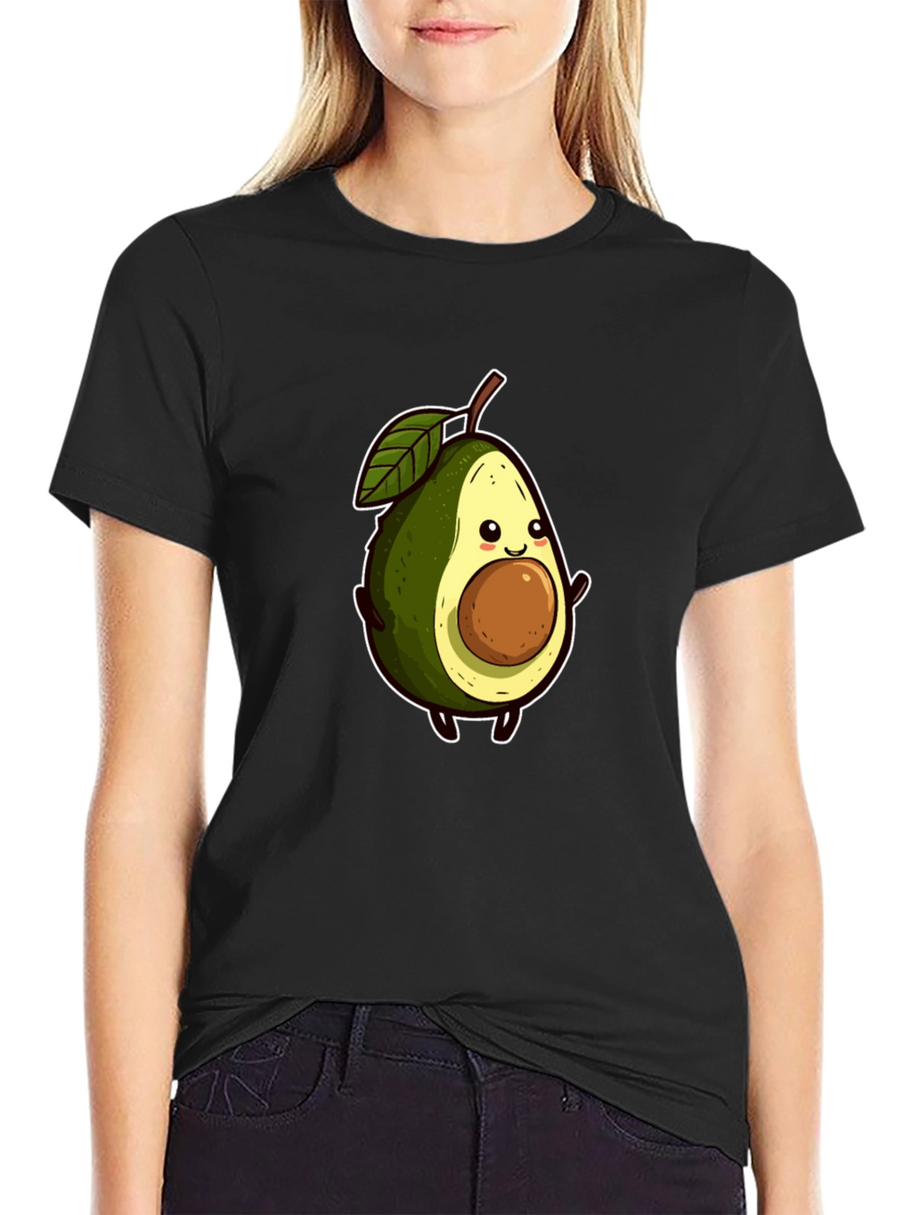 Cute Avocado Graphic Tee - Black
