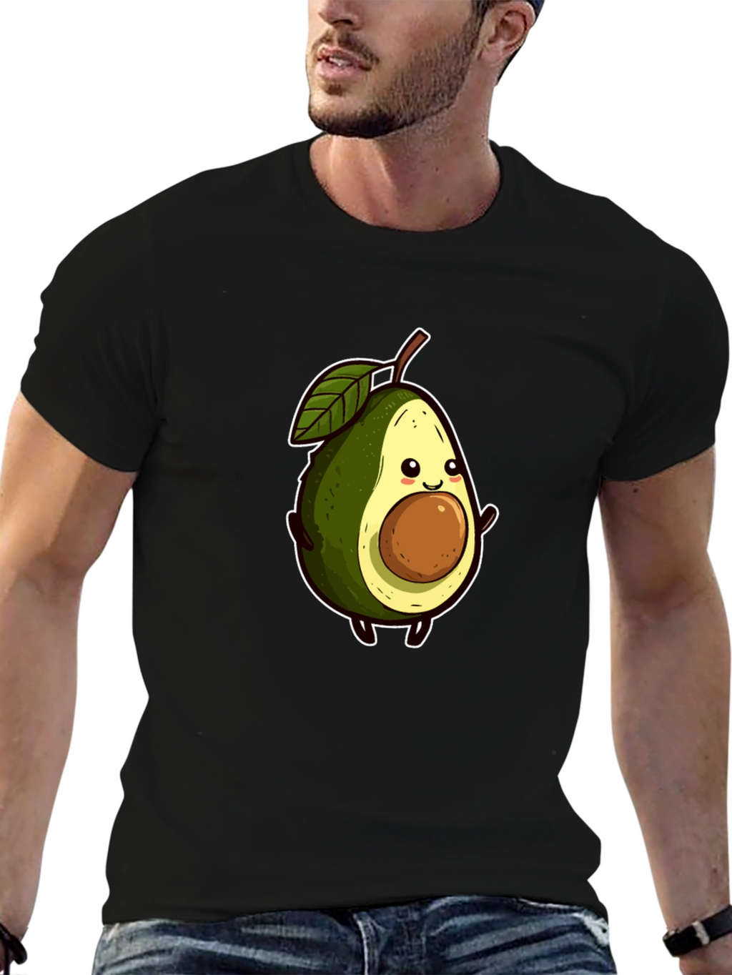Cute Avocado Graphic Tee - Black