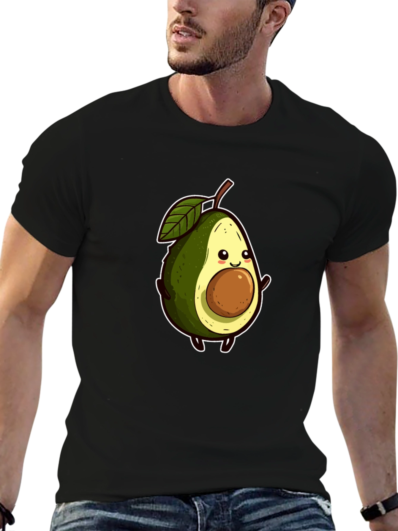 Cute Avocado Graphic Tee - Black