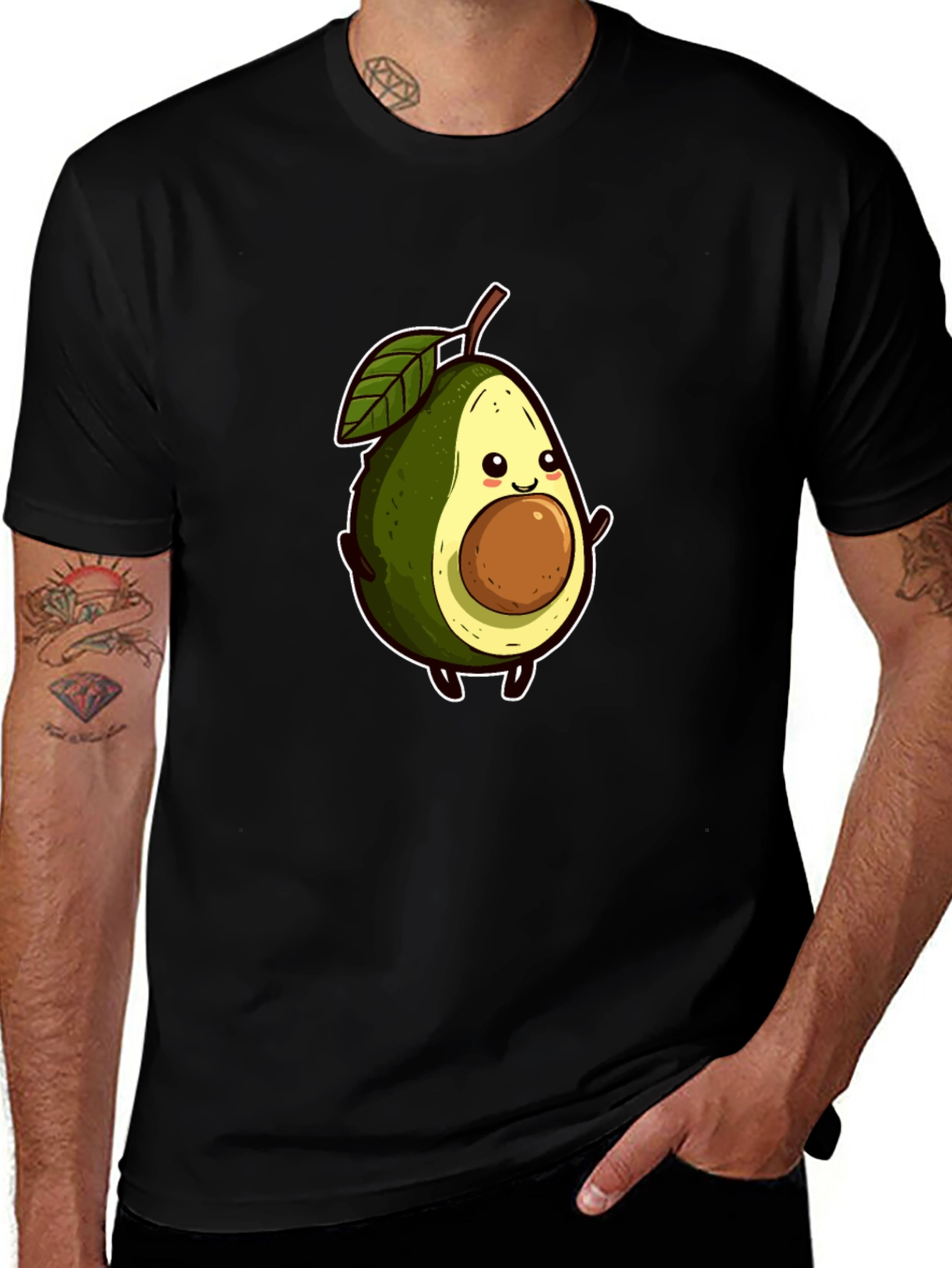 Cute Avocado Graphic Tee - Black