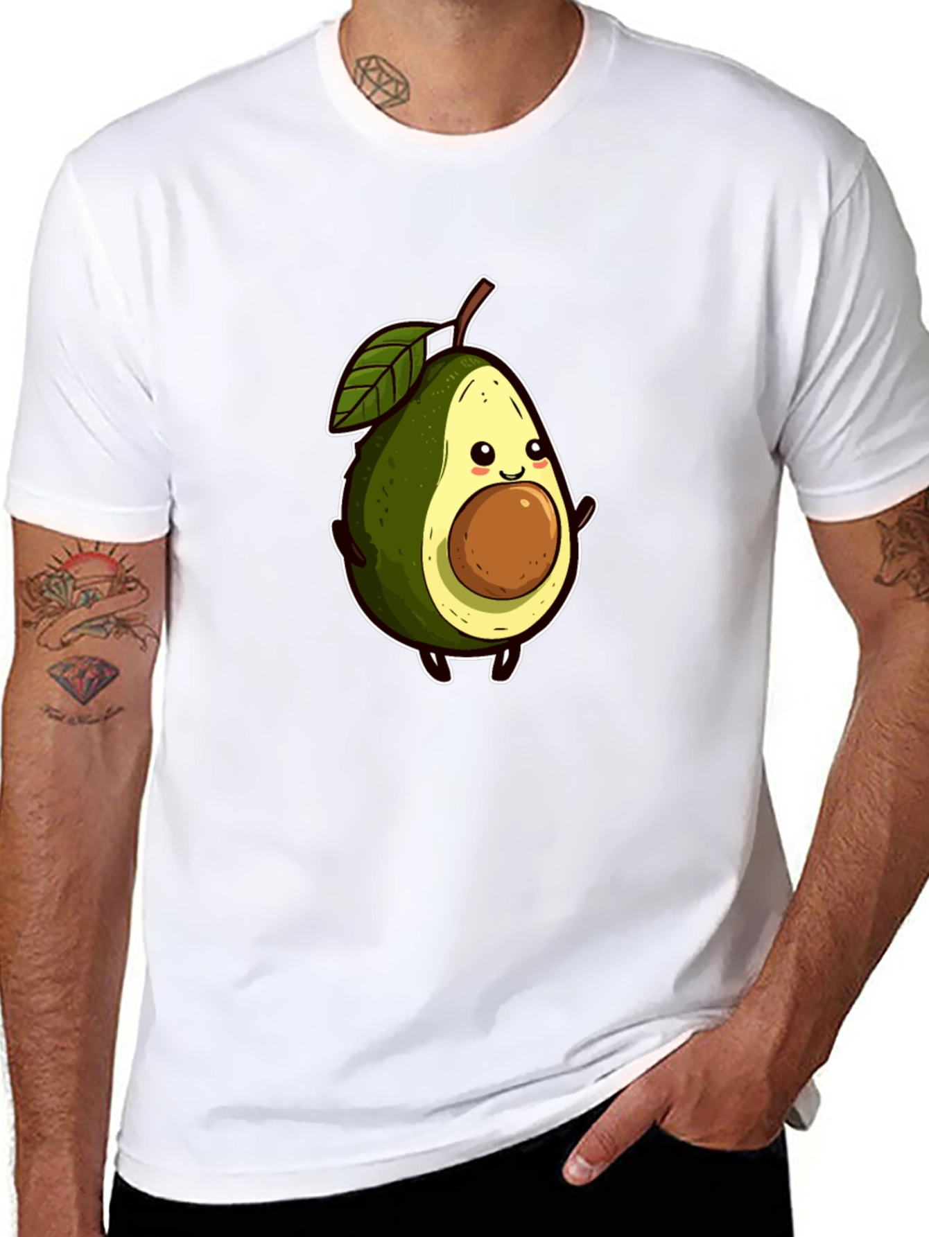 Cute Avocado Graphic Tee - Black