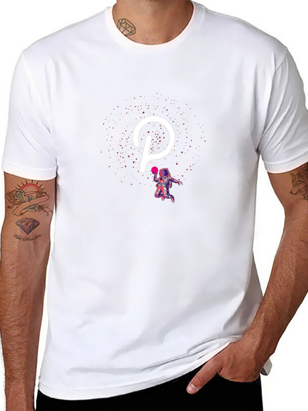 Polkadot Astronaut Black T-Shirt