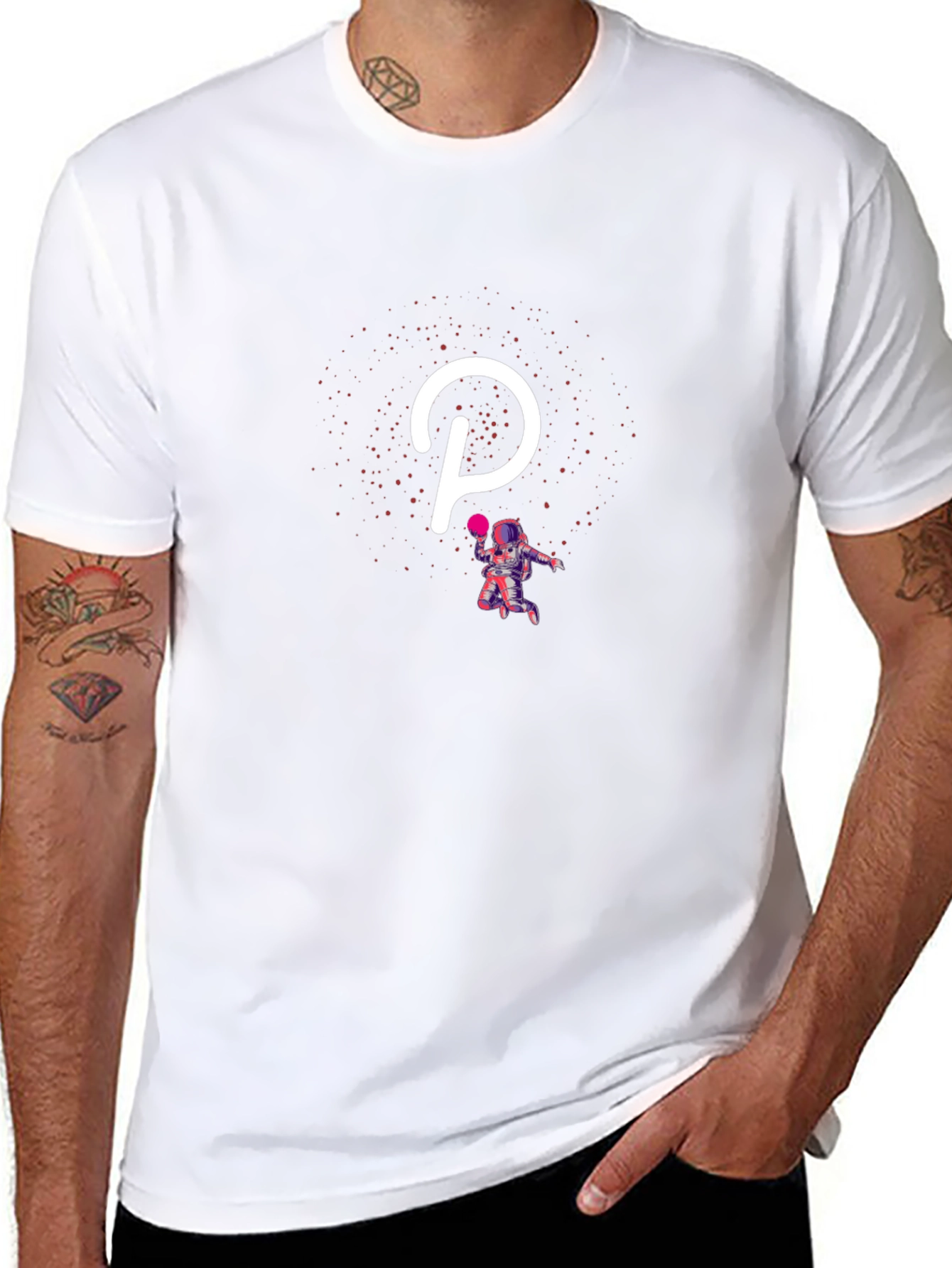 Polkadot Astronaut Black T-Shirt