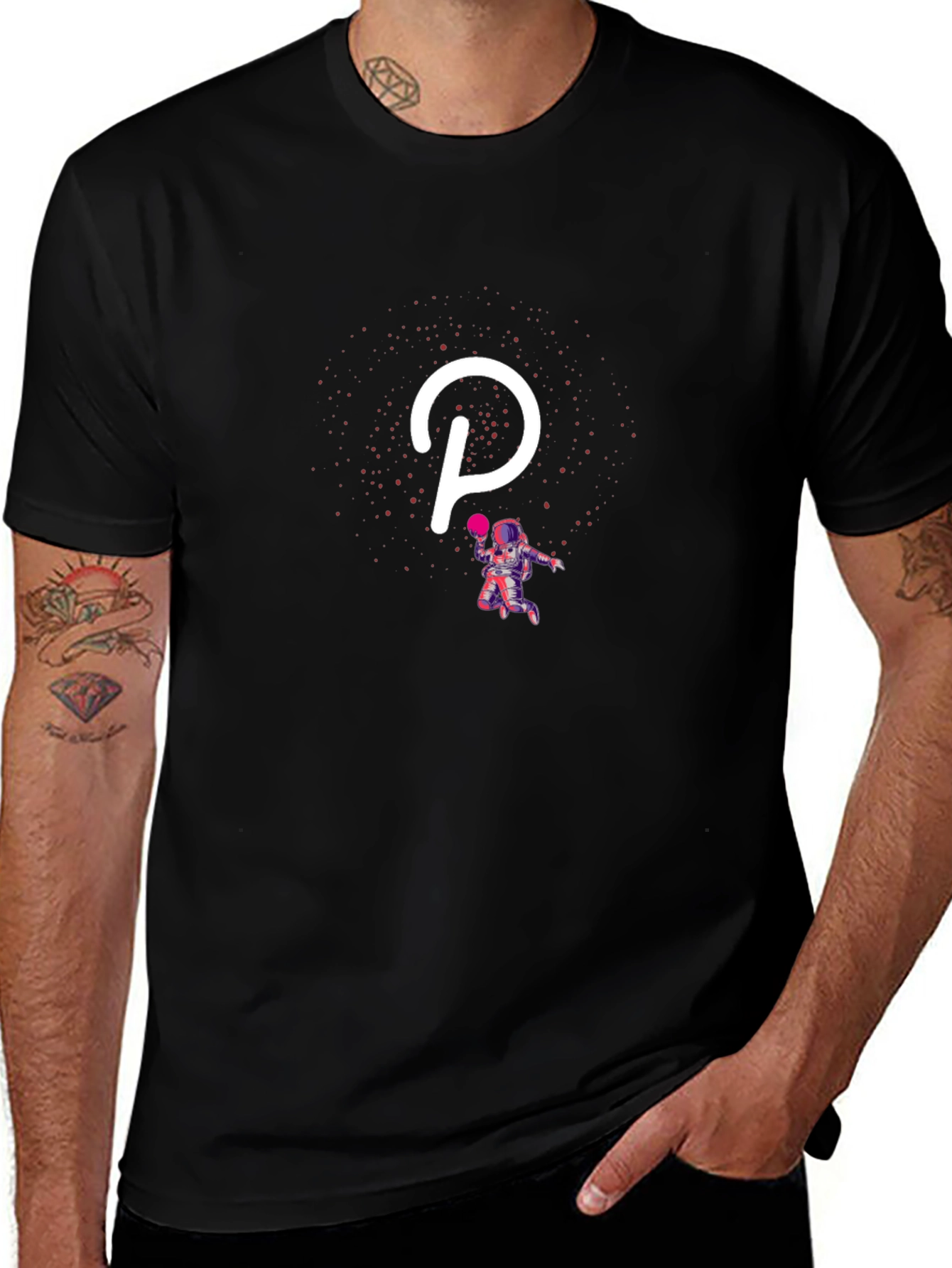 Polkadot Astronaut Black T-Shirt