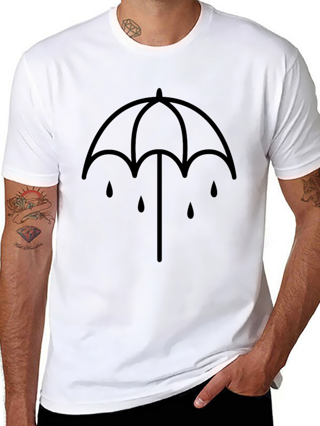 Umbrella Drip Graphic T-Shirt - Black