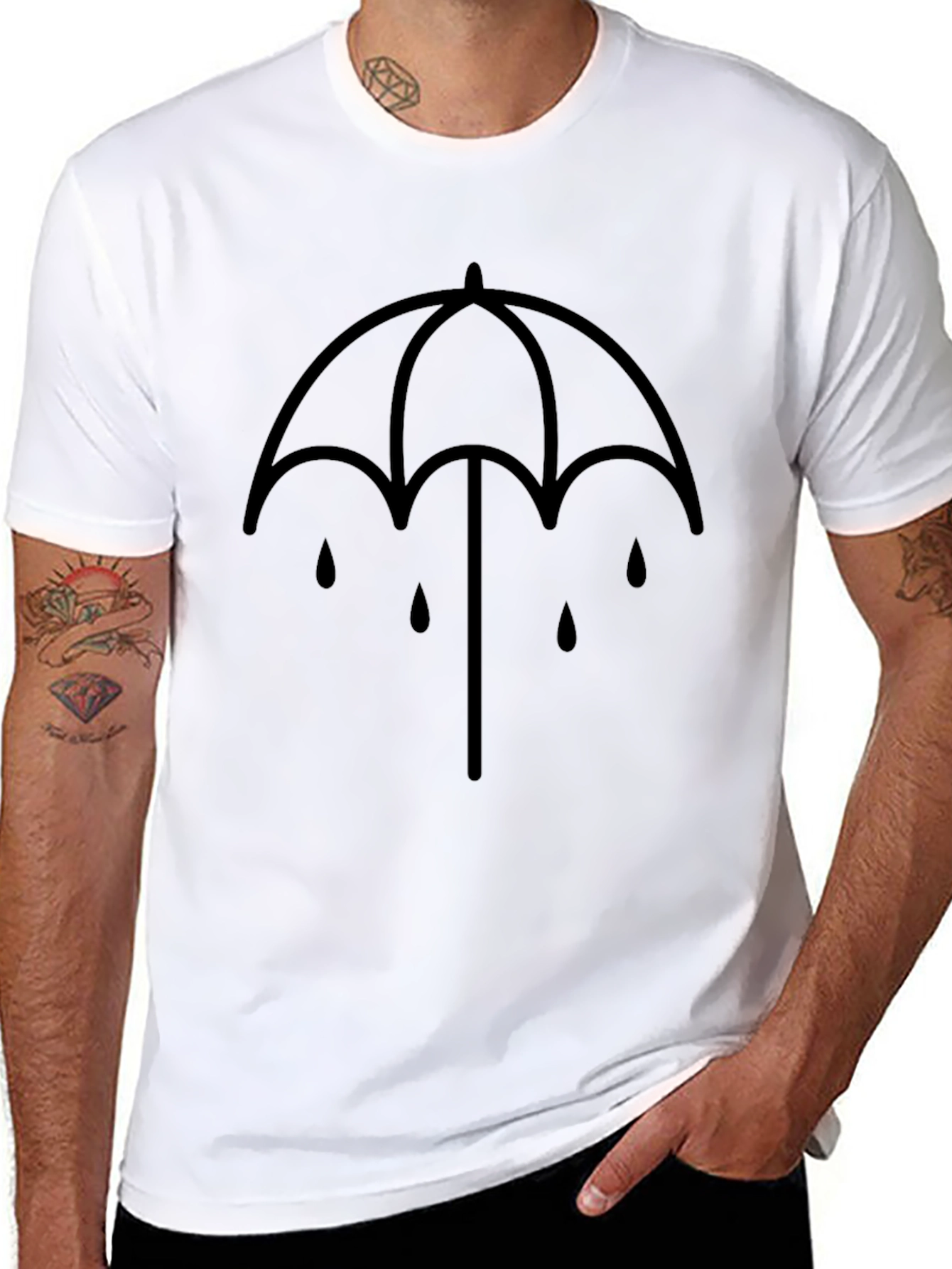 Umbrella Drip Graphic T-Shirt - Black