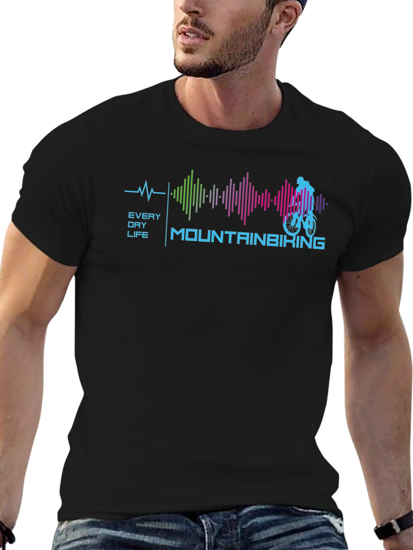 Mountain Biking Heartbeat Graphic T-Shirt