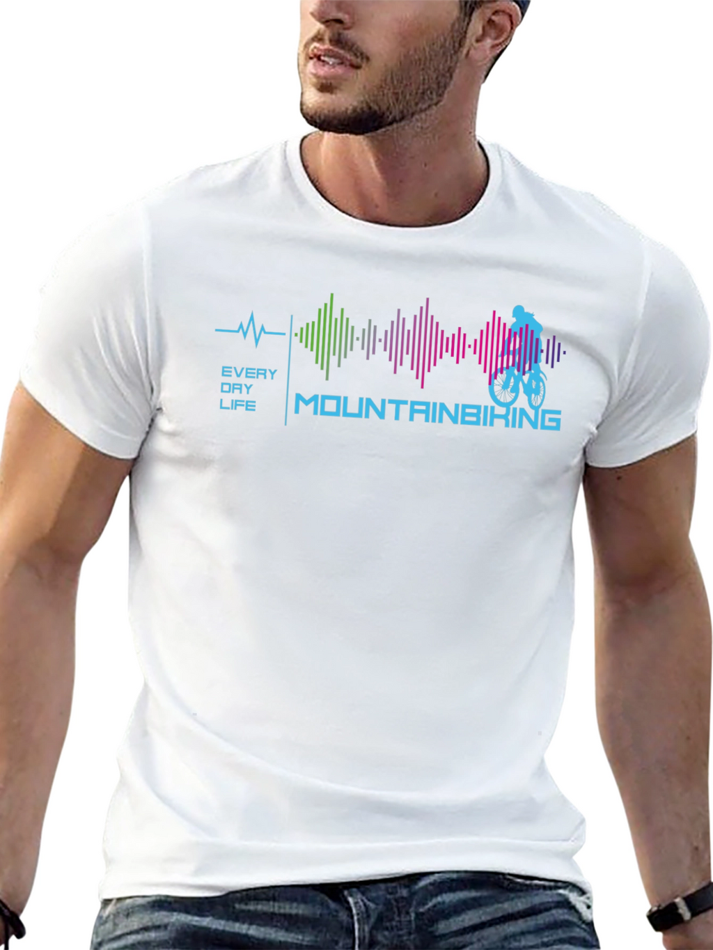 Mountain Biking Heartbeat Graphic T-Shirt