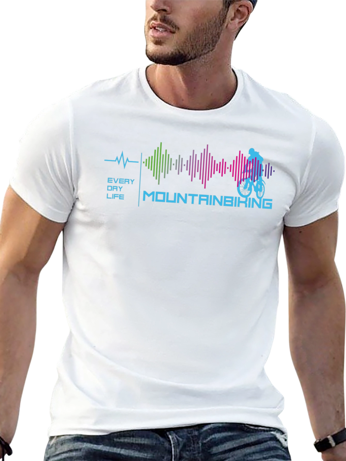 Mountain Biking Heartbeat Graphic T-Shirt