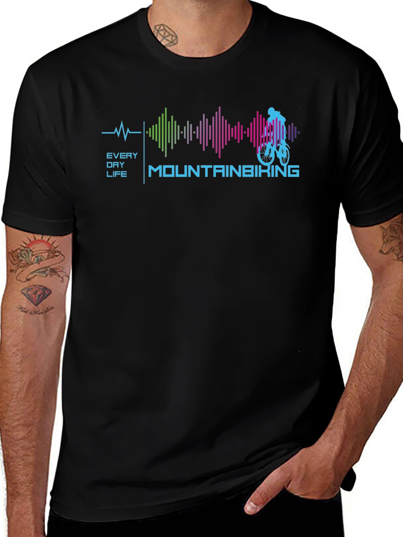 Mountain Biking Heartbeat Graphic T-Shirt