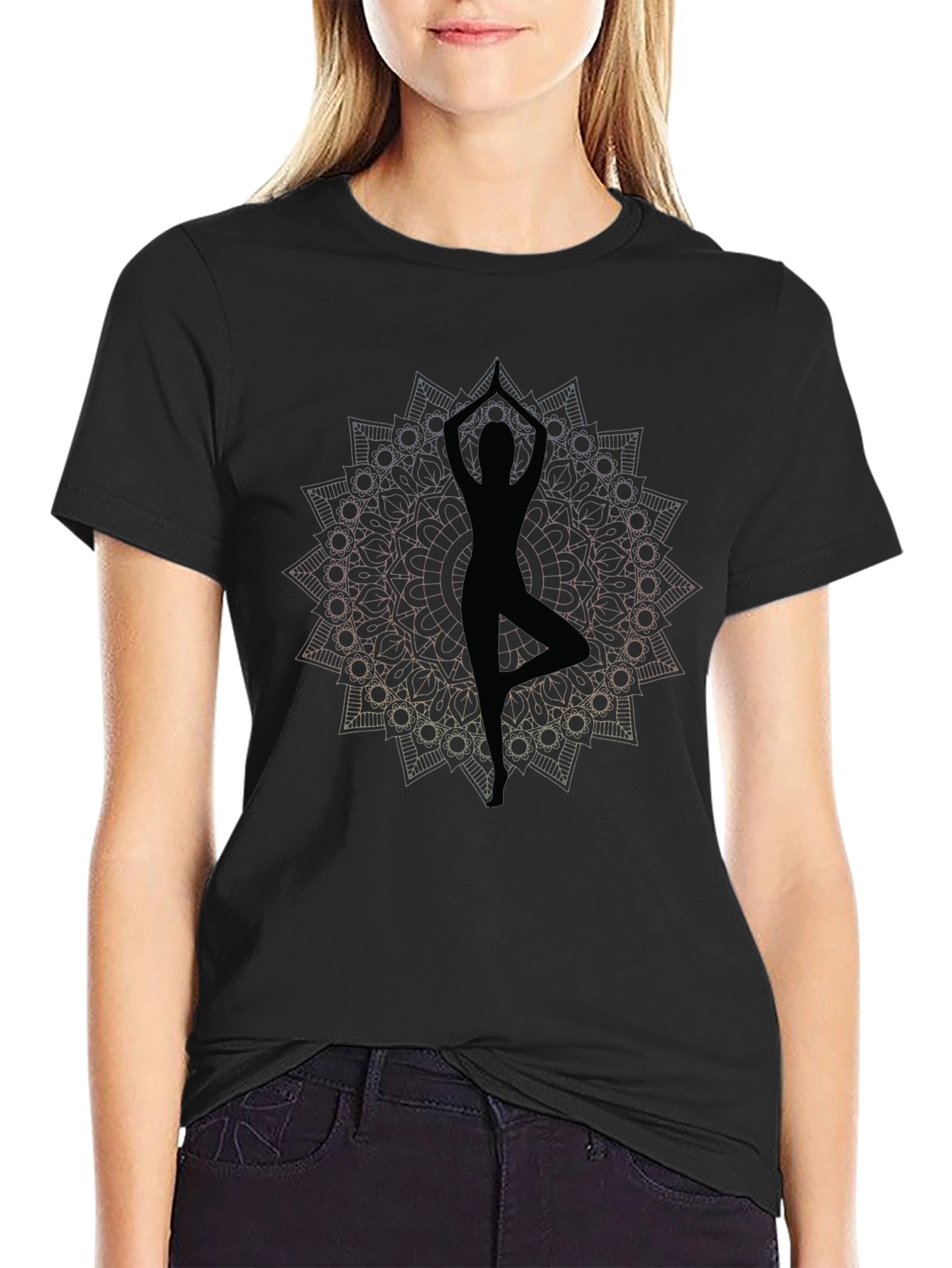 Yoga Mandala Graphic Tee - Mens Black T-Shirt