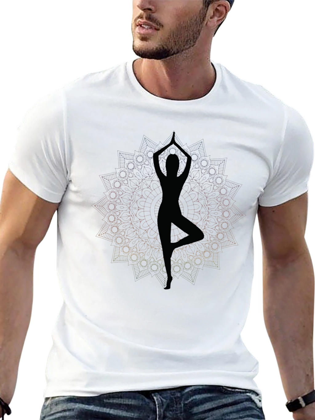 Yoga Mandala Graphic Tee - Mens Black T-Shirt