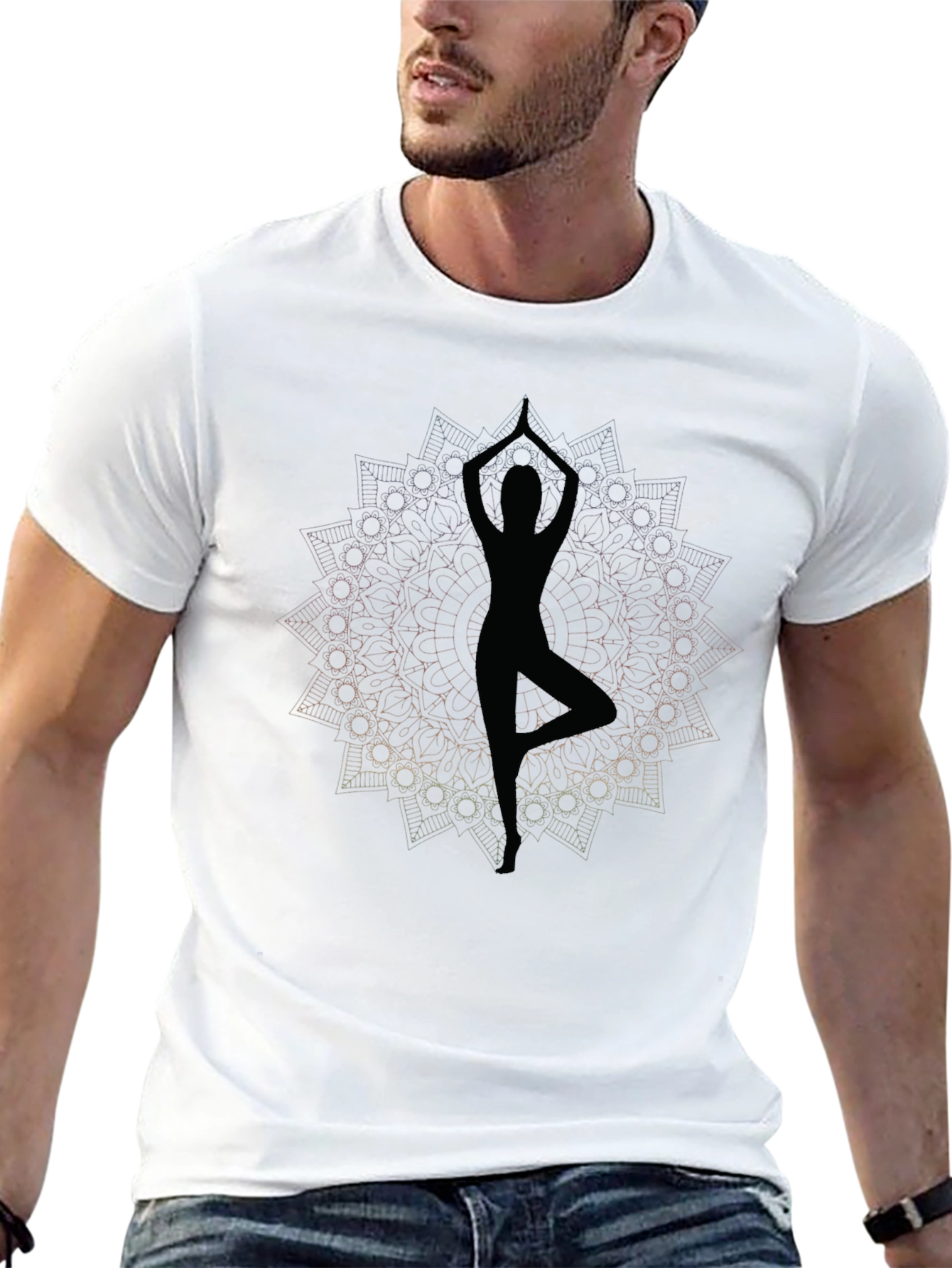 Yoga Mandala Graphic Tee - Mens Black T-Shirt