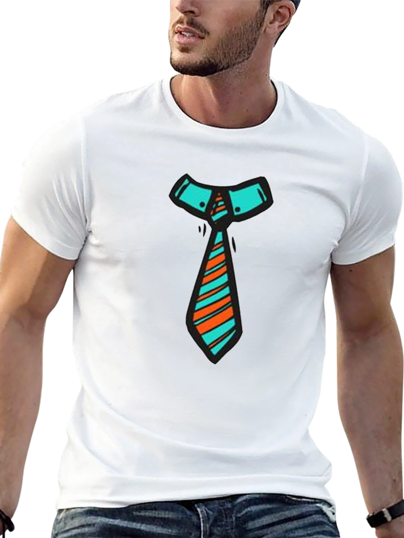 Funky Tie Graphic Tee - Black Cotton Blend
