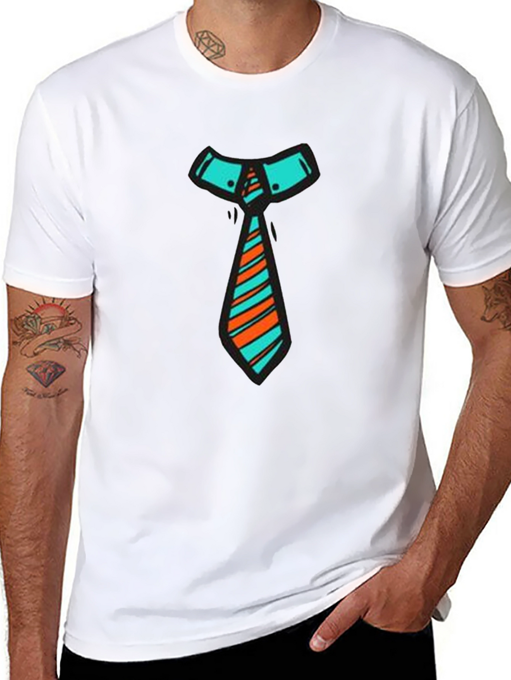 Funky Tie Graphic Tee - Black Cotton Blend