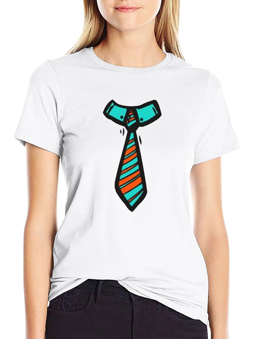 Funky Tie Graphic Tee - Black Cotton Blend