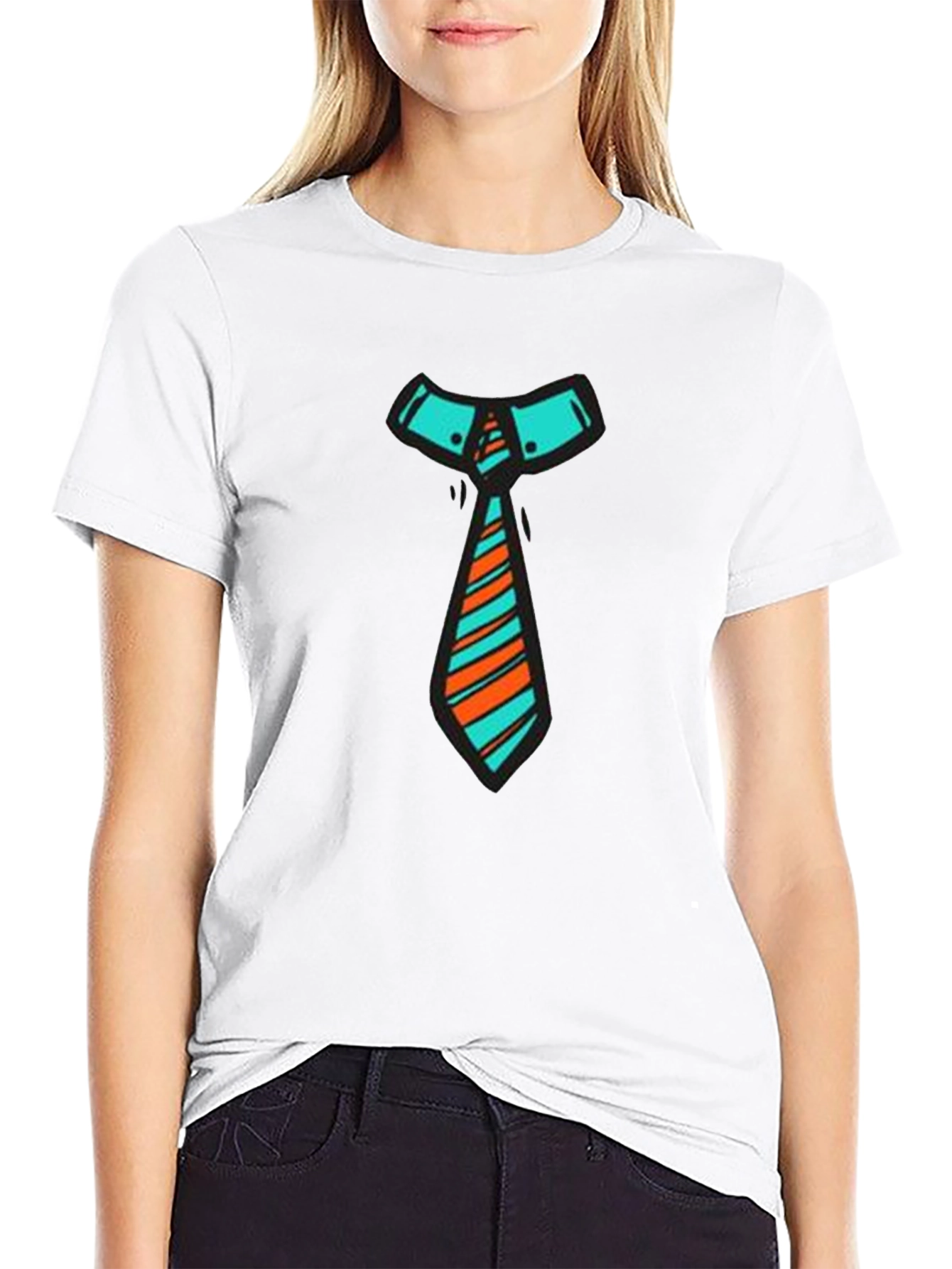Funky Tie Graphic Tee - Black Cotton Blend