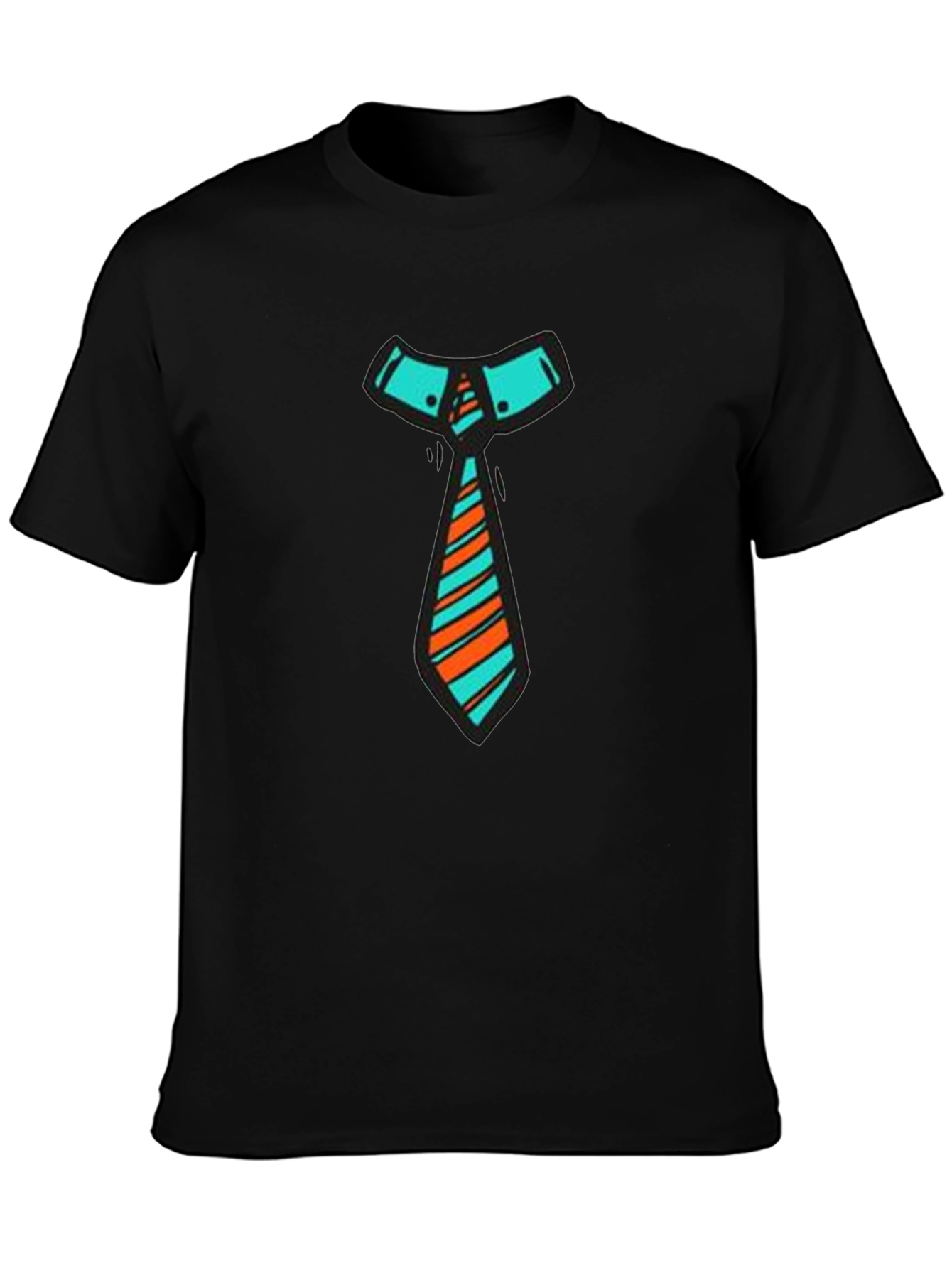 Funky Tie Graphic Tee - Black Cotton Blend