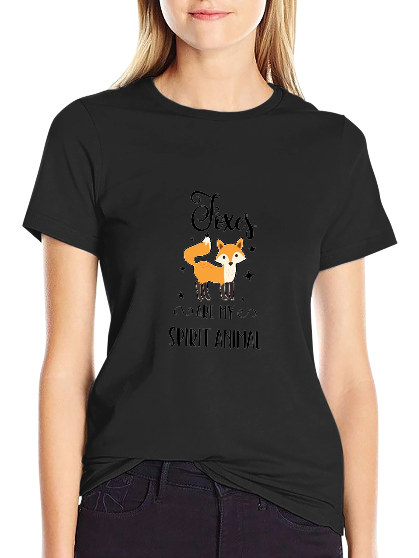 Foxes Are My Spirit Animal Black T-Shirt