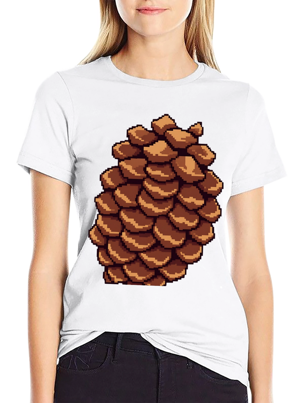 Pixel Pinecone T-Shirt - Nature Inspired Retro Style
