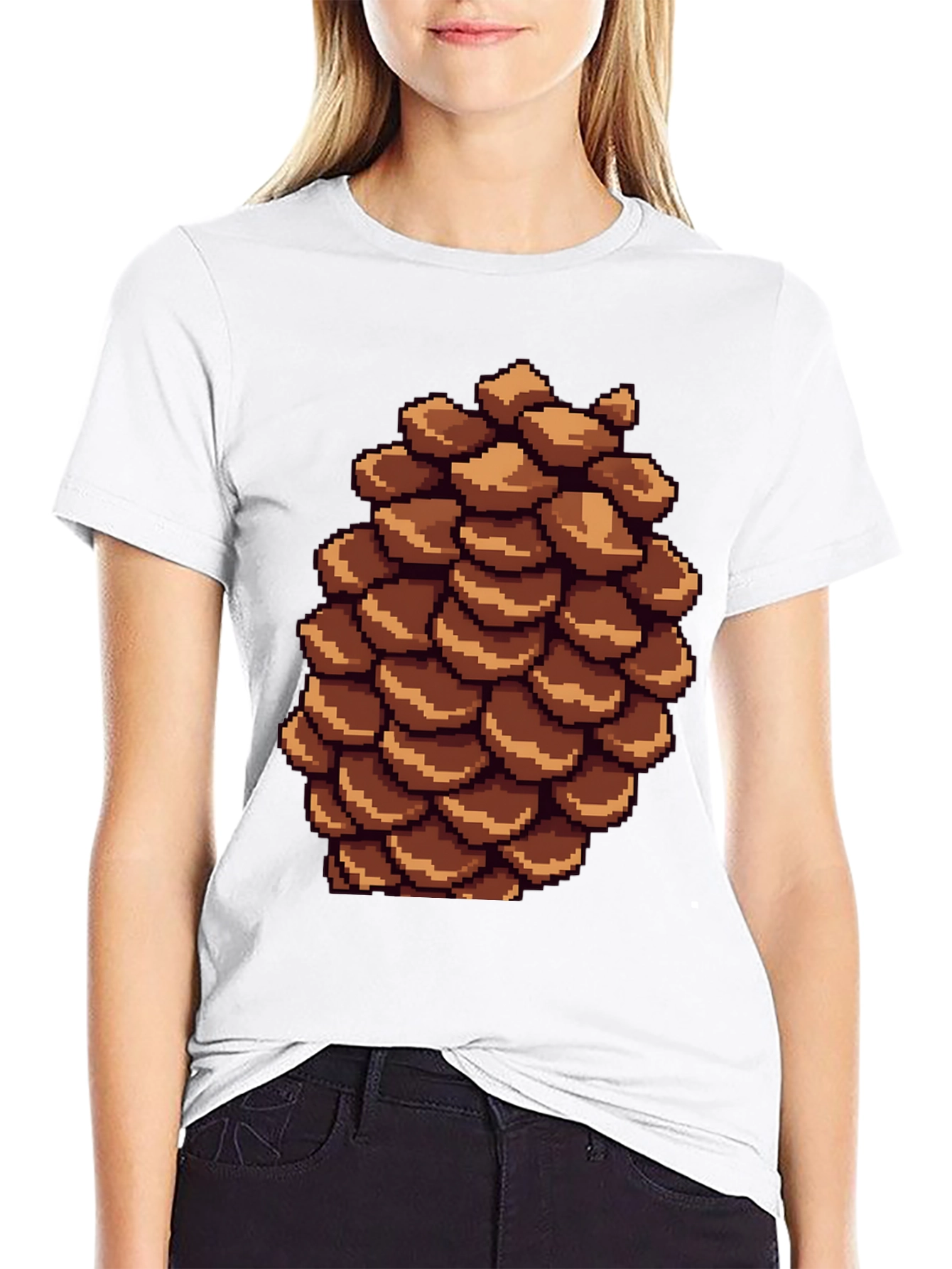 Pixel Pinecone T-Shirt - Nature Inspired Retro Style