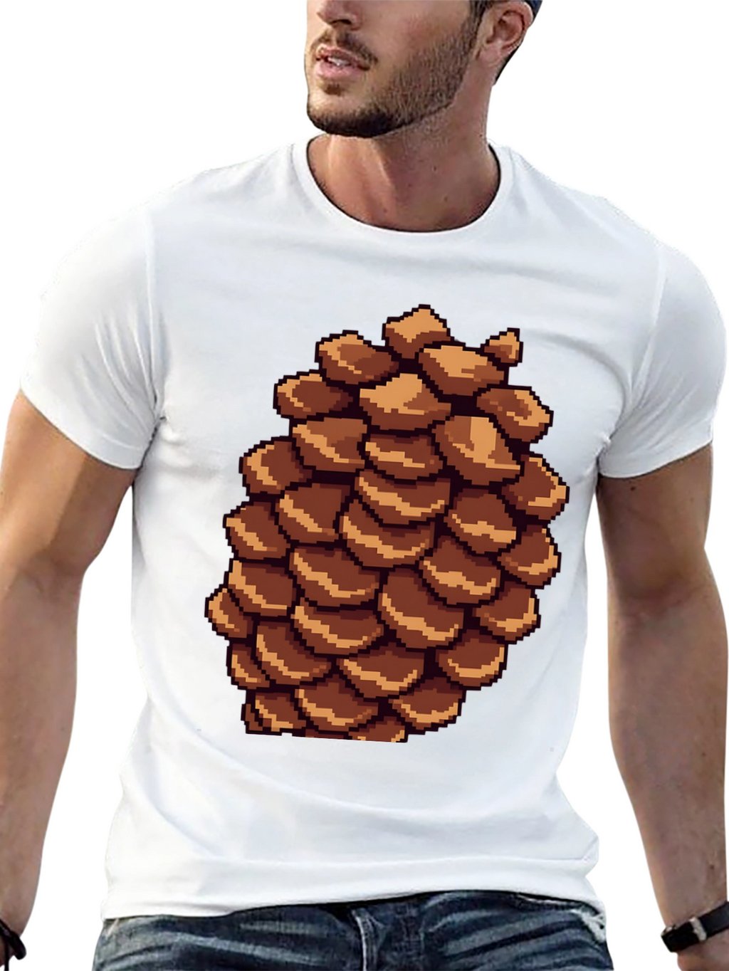 Pixel Pinecone T-Shirt - Nature Inspired Retro Style