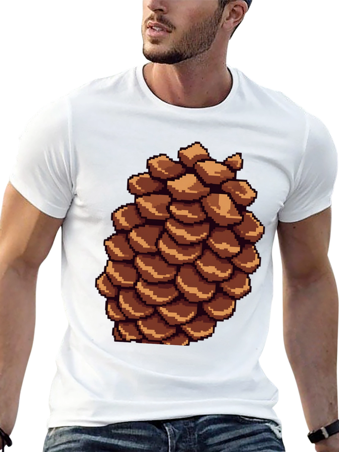 Pixel Pinecone T-Shirt - Nature Inspired Retro Style