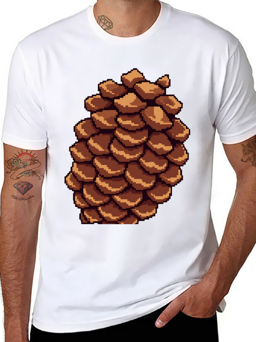 Pixel Pinecone T-Shirt - Nature Inspired Retro Style