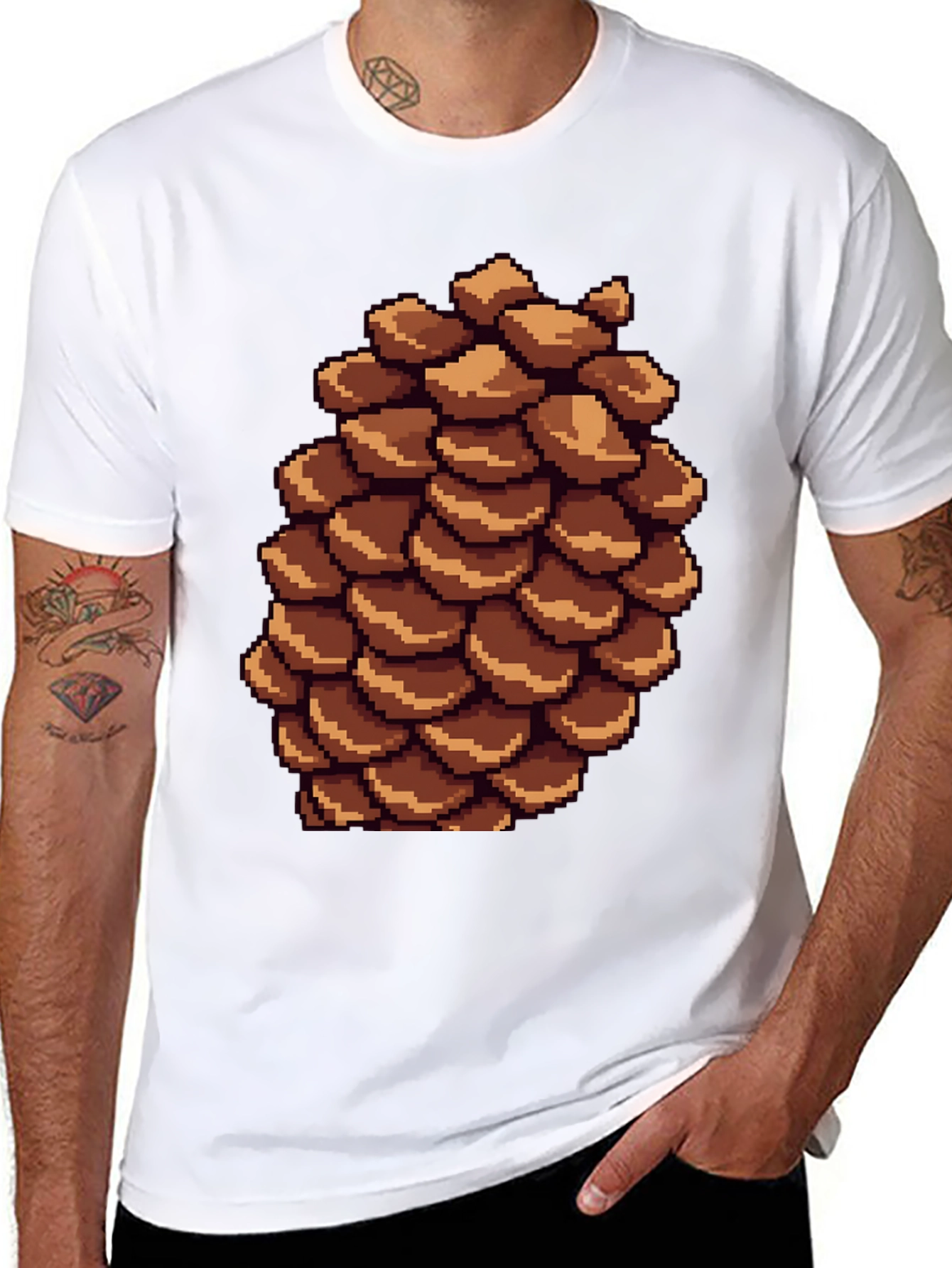 Pixel Pinecone T-Shirt - Nature Inspired Retro Style