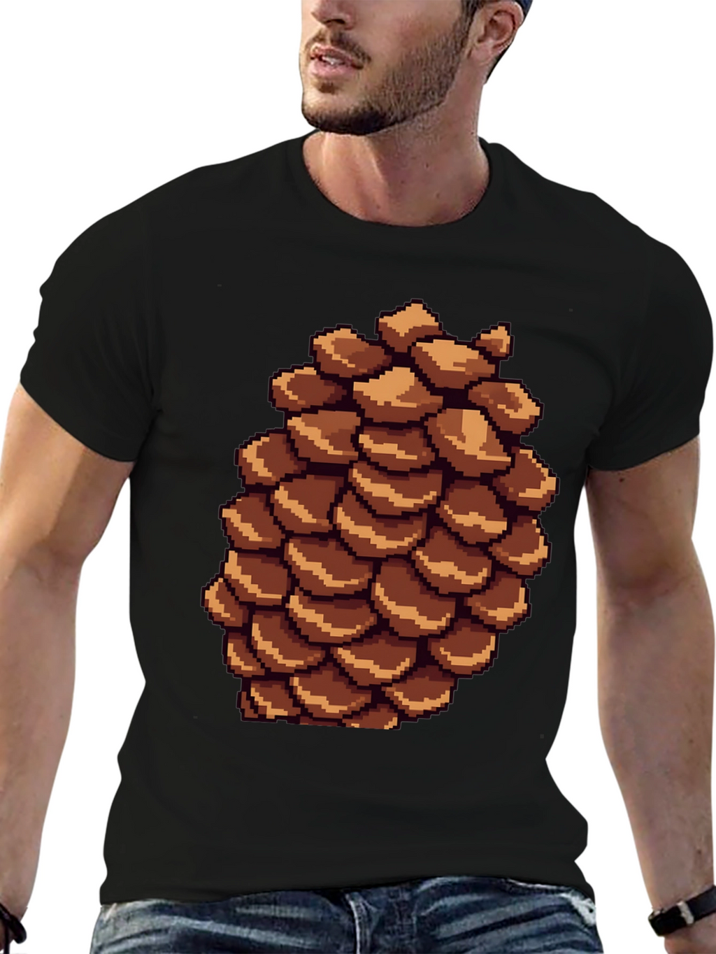 Pixel Pinecone T-Shirt - Nature Inspired Retro Style