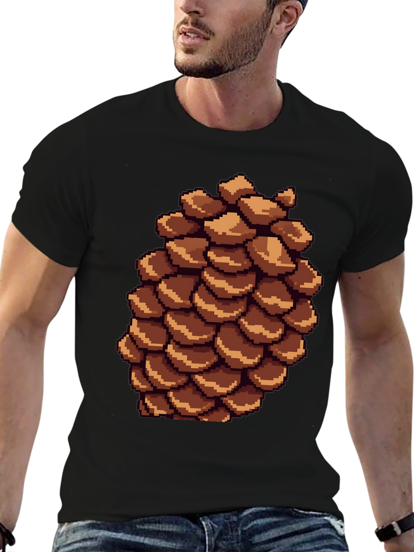 Pixel Pinecone T-Shirt - Nature Inspired Retro Style