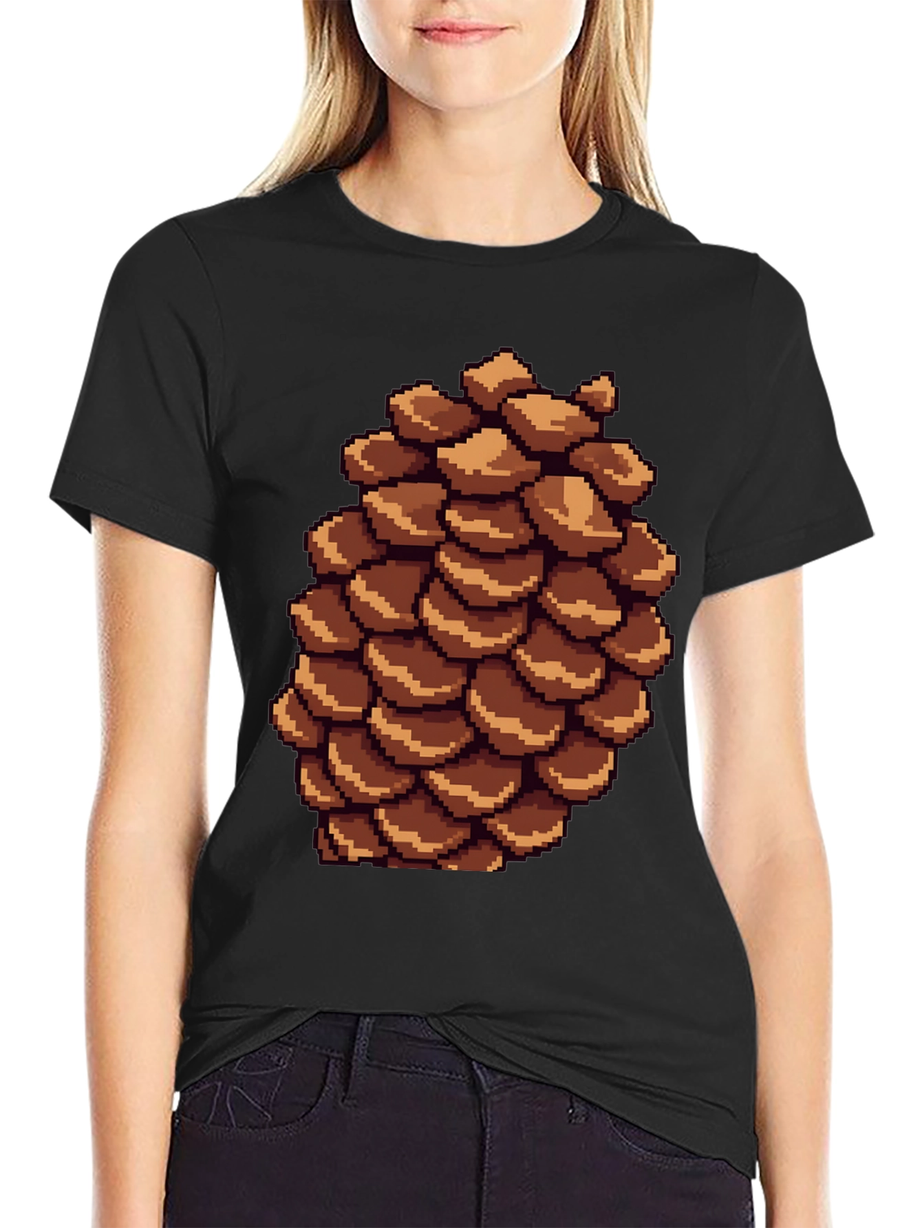 Pixel Pinecone T-Shirt - Nature Inspired Retro Style