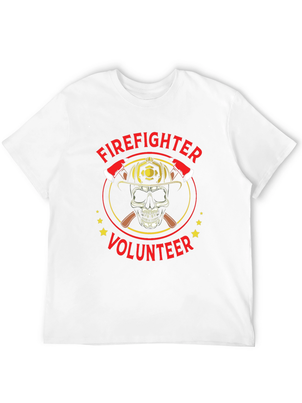Firefighter Volunteer Skull Graphic Tee - Black Cotton Shirt