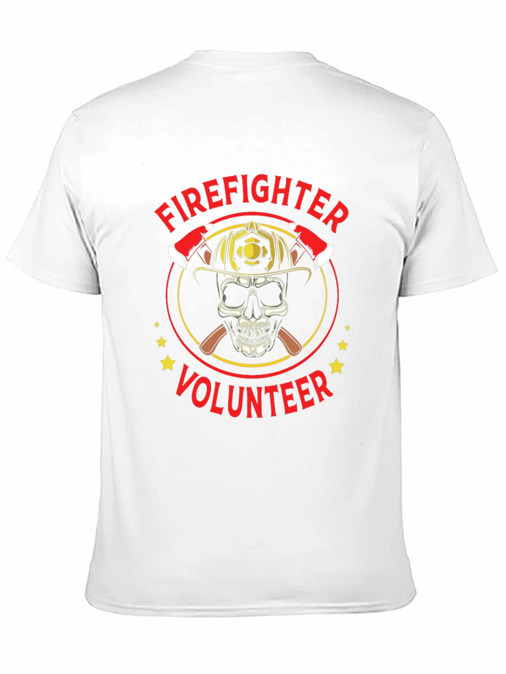 Firefighter Volunteer Skull Graphic Tee - Black Cotton Shirt