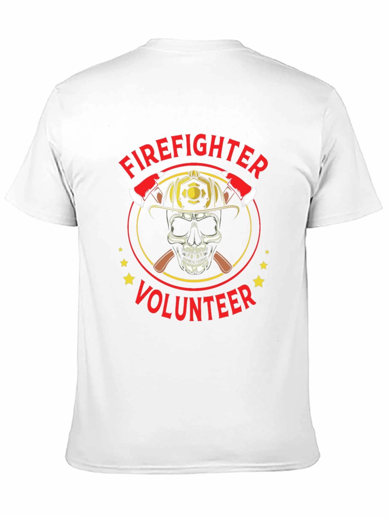 Firefighter Volunteer Skull Graphic Tee - Black Cotton Shirt
