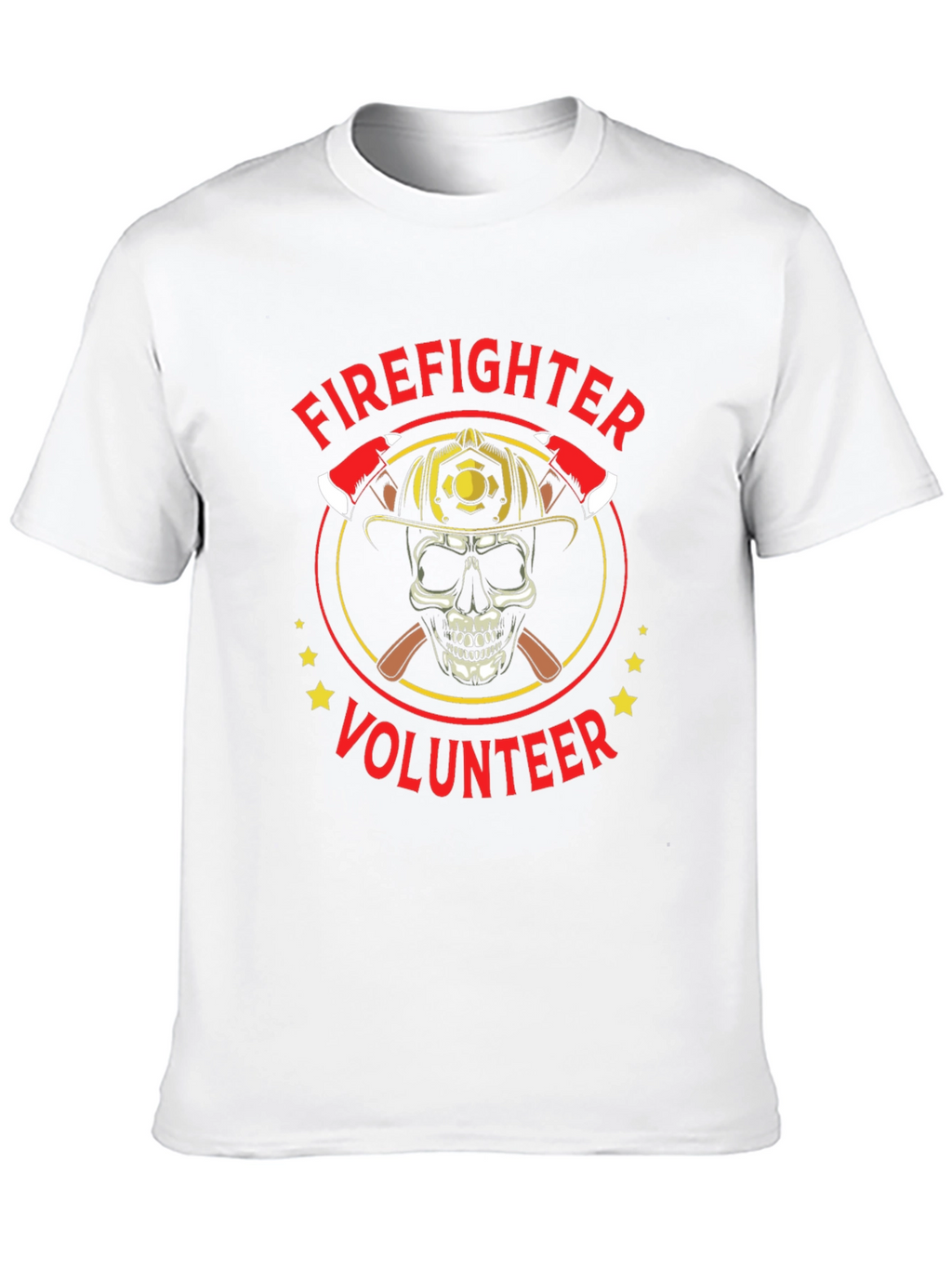 Firefighter Volunteer Skull Graphic Tee - Black Cotton Shirt