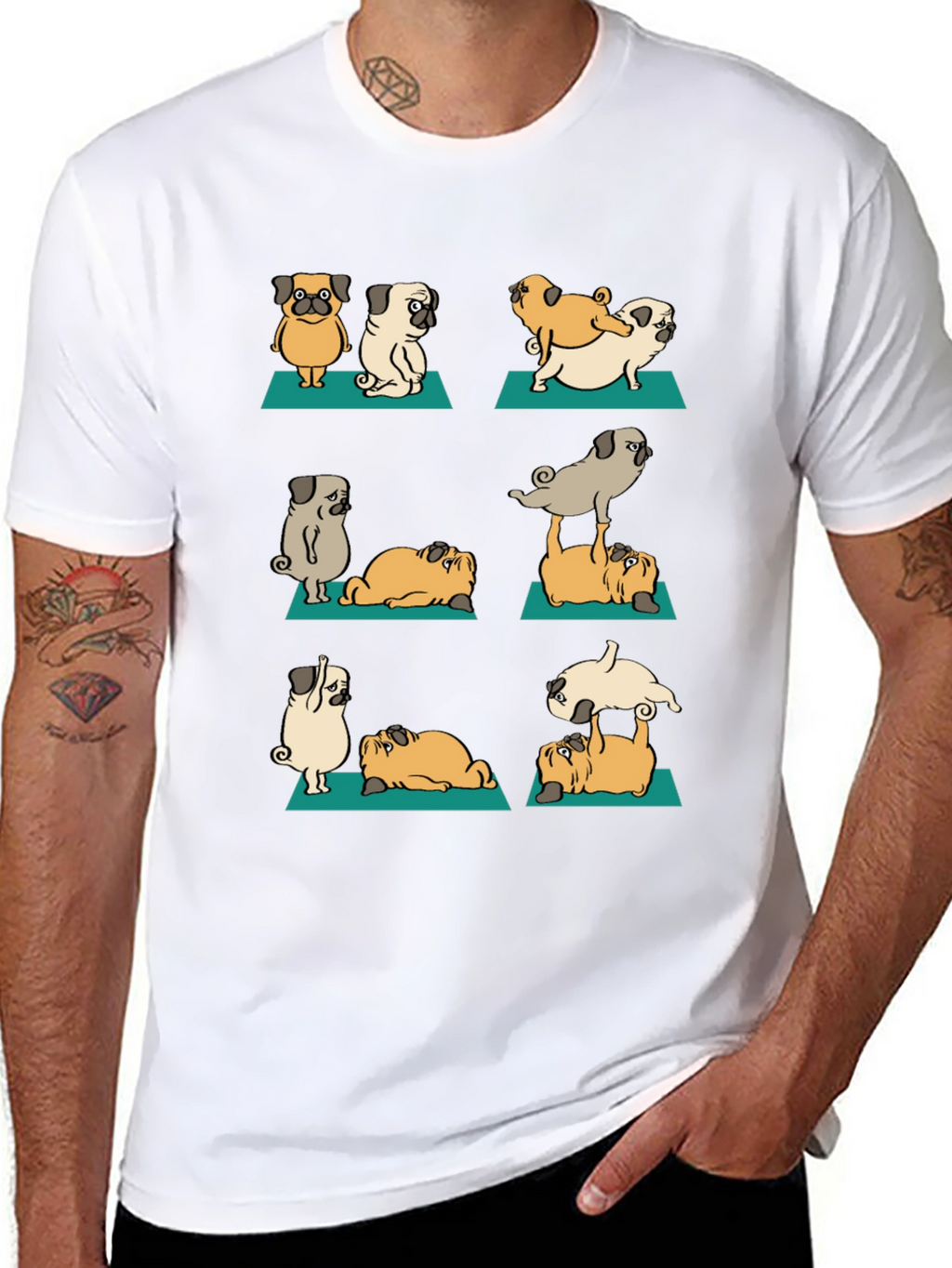 Yoga Pugs Graphic T-Shirt