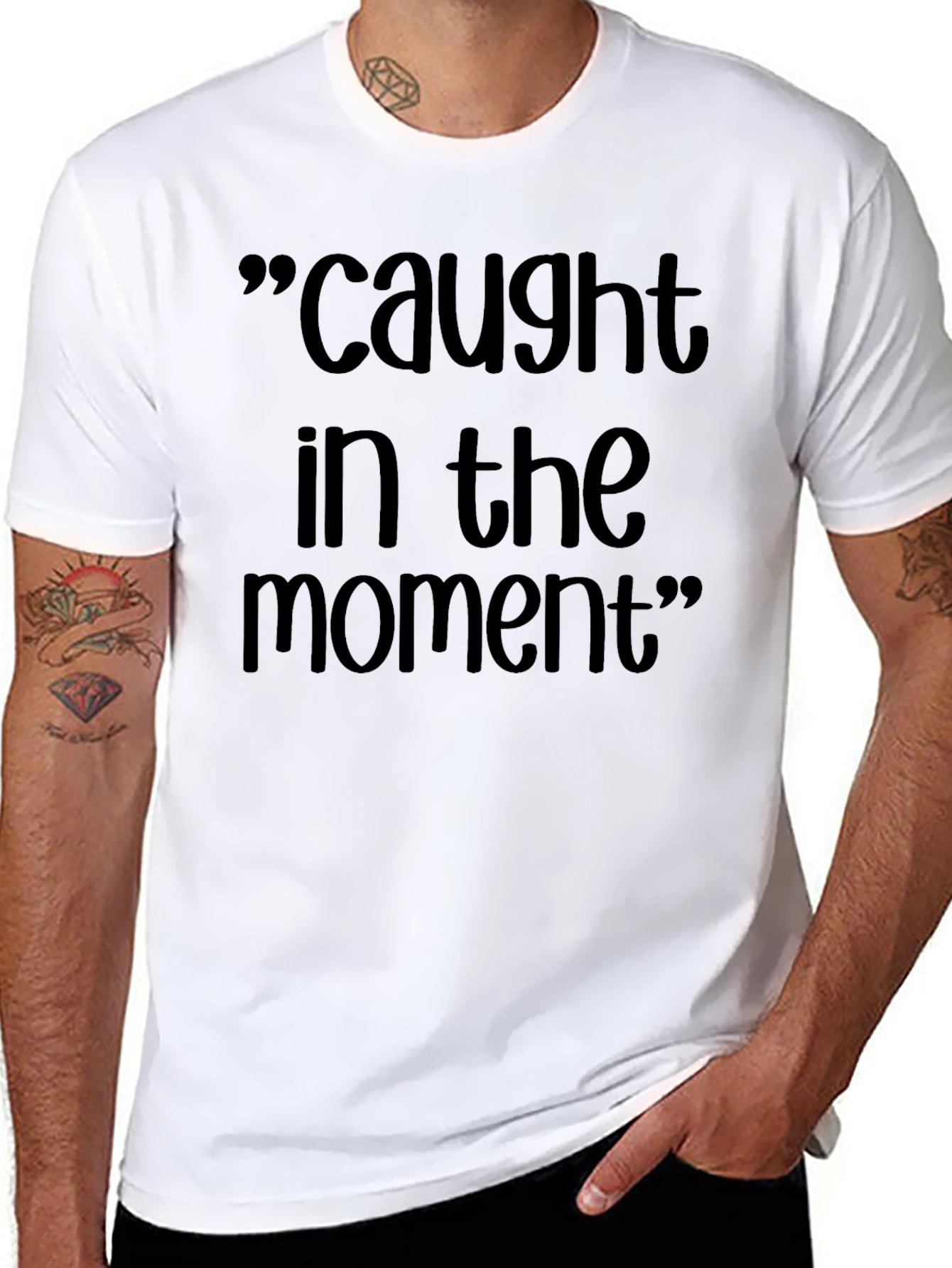 Caught in the Moment Black Graphic T-Shirt