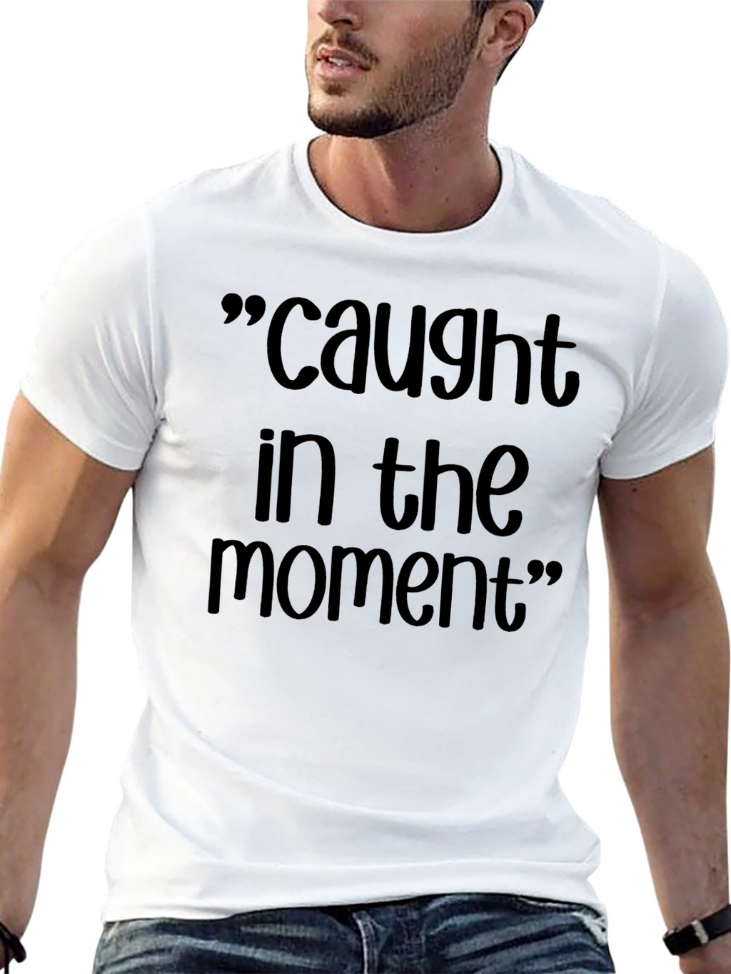 Caught in the Moment Black Graphic T-Shirt