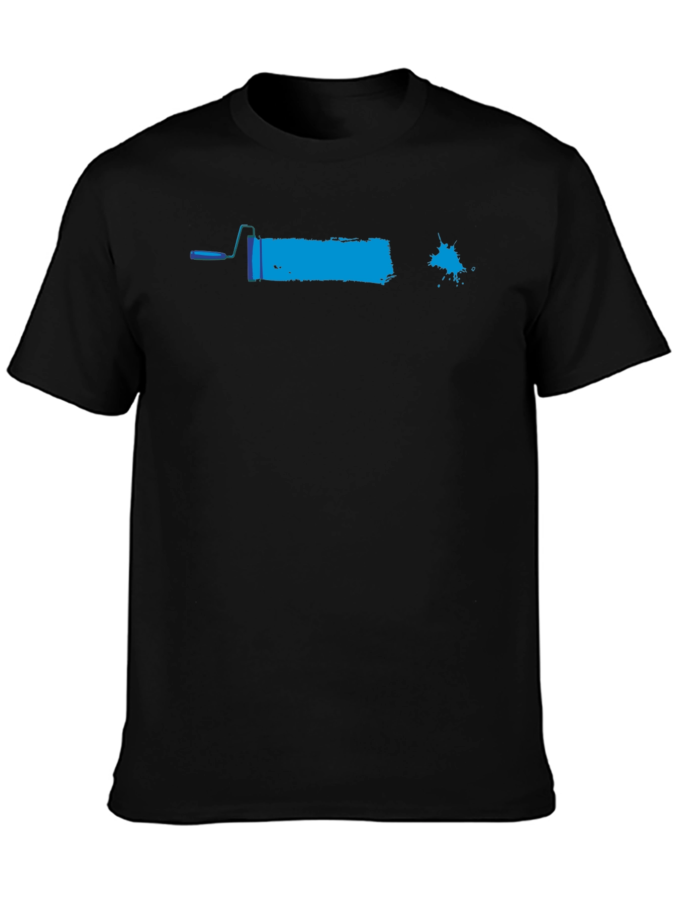 Paint Roller Graphic Tee - Black Cotton Casual Shirt