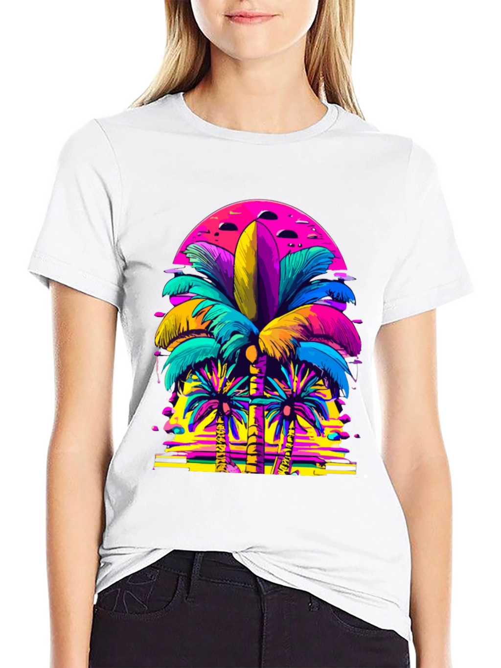 Vibrant Palm Tree Graphic T-Shirt
