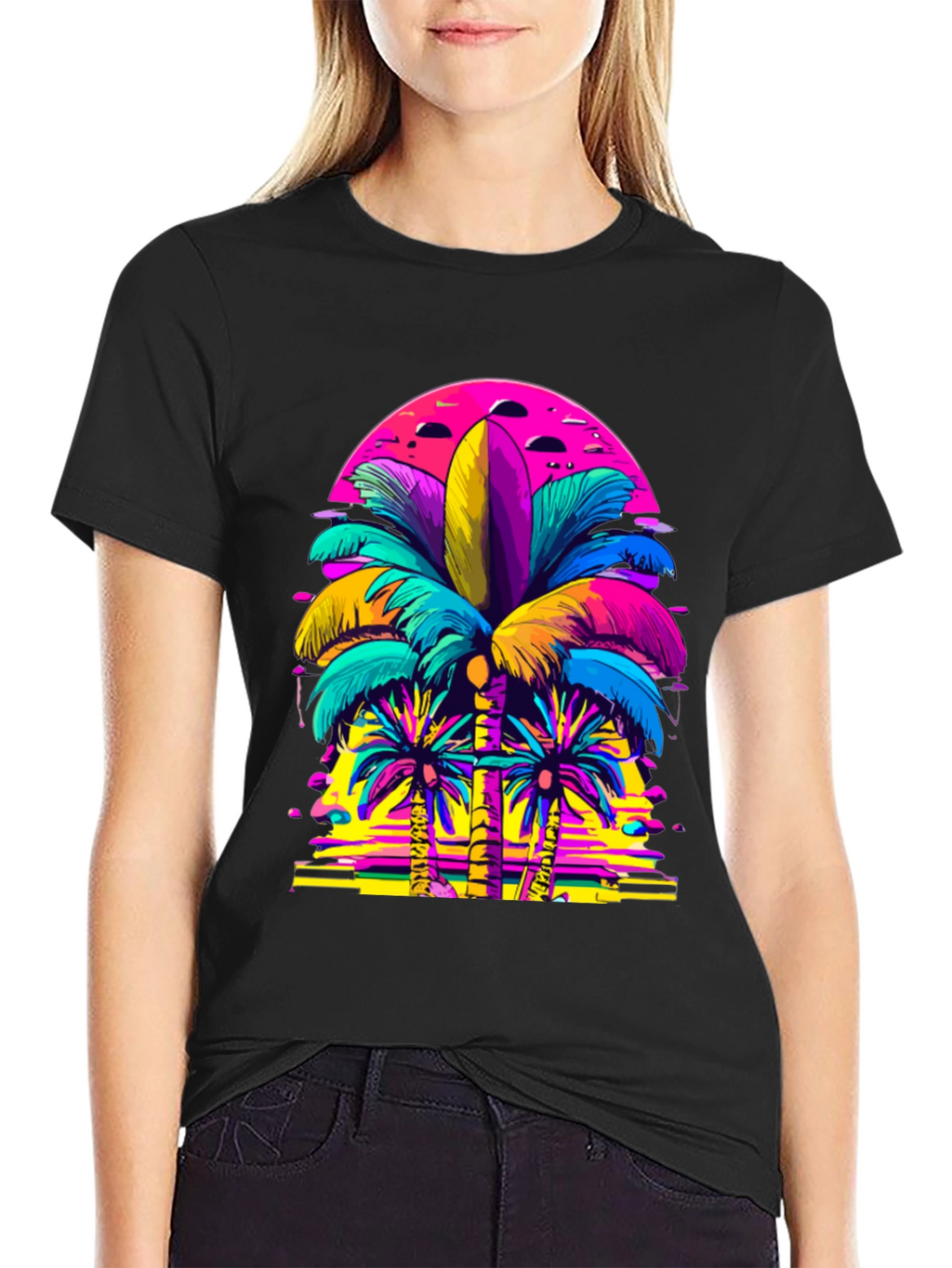 Vibrant Palm Tree Graphic T-Shirt
