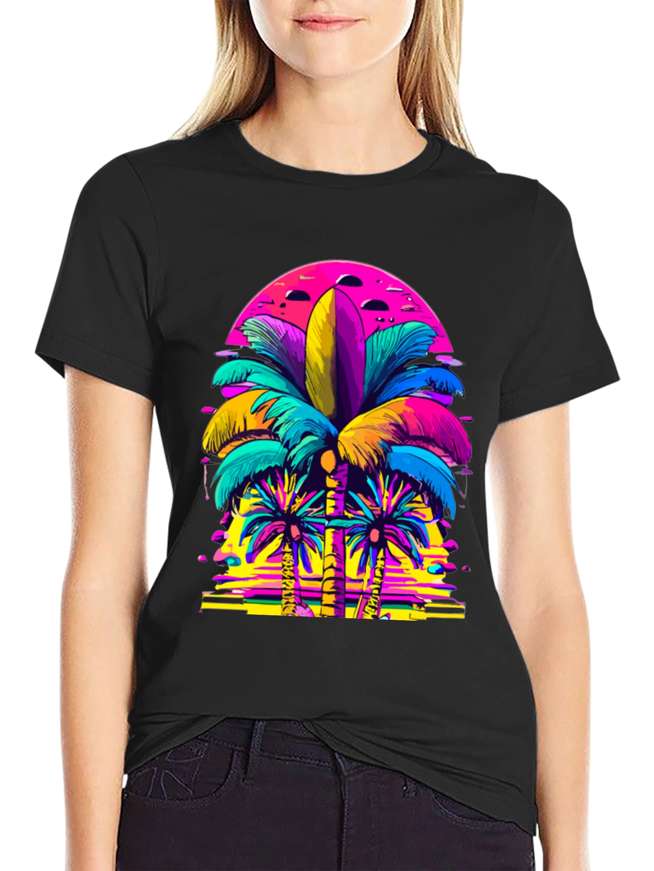 Vibrant Palm Tree Graphic T-Shirt