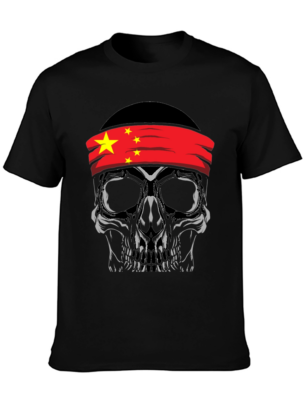 Skull with China Flag Bandana T-Shirt