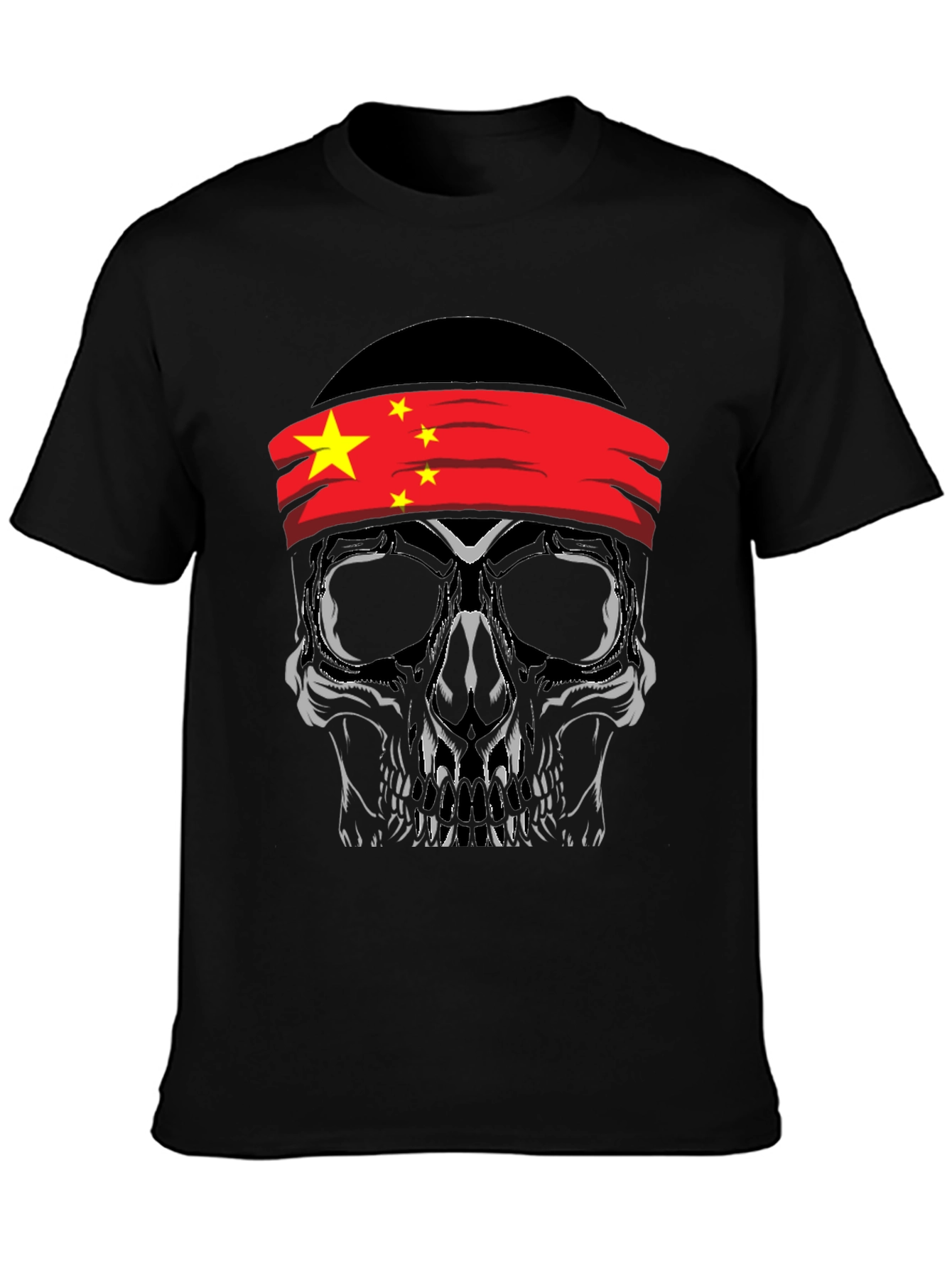 Skull with China Flag Bandana T-Shirt