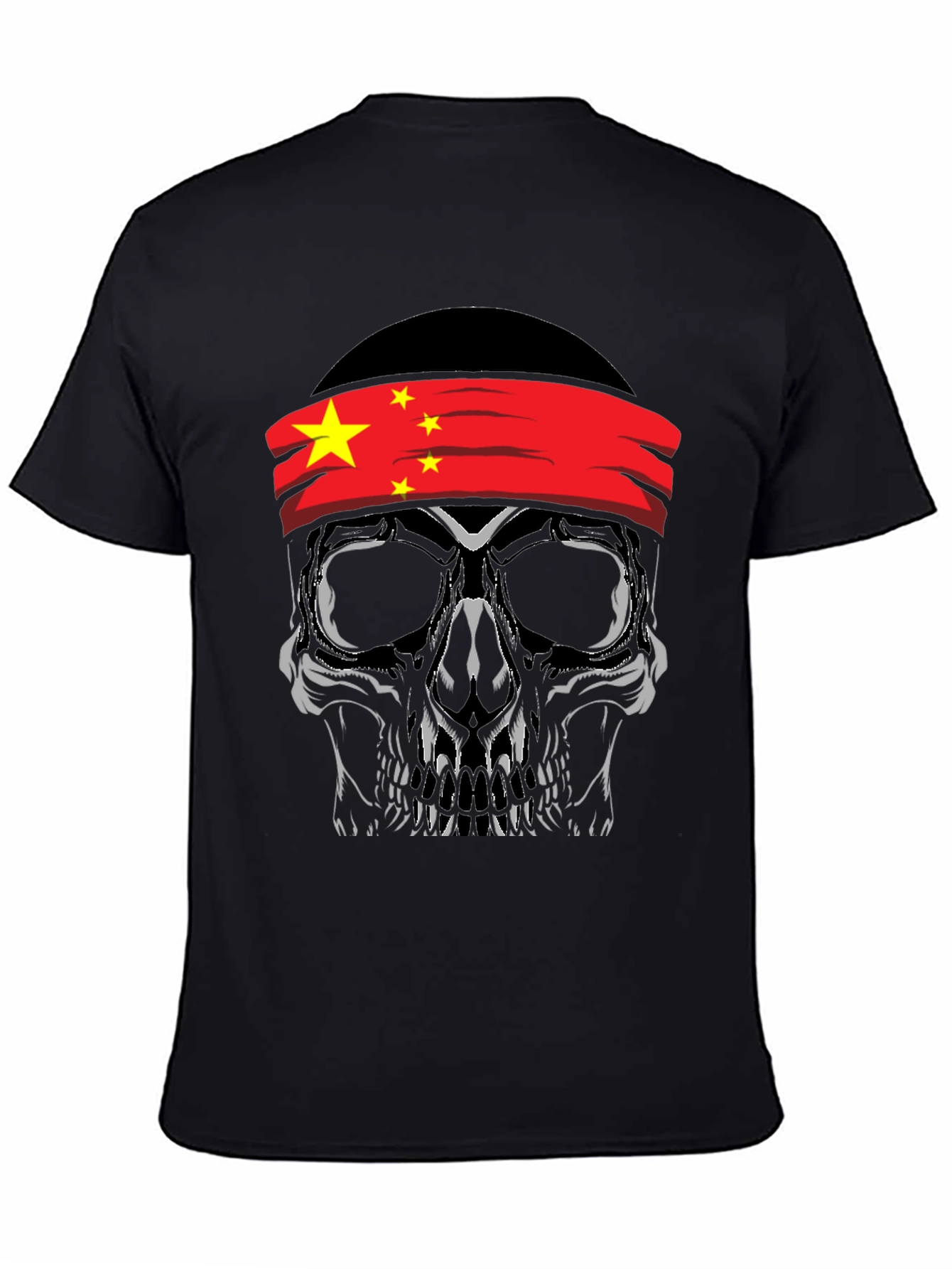 Skull with China Flag Bandana T-Shirt
