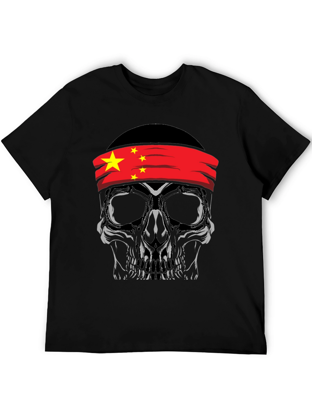 Skull with China Flag Bandana T-Shirt